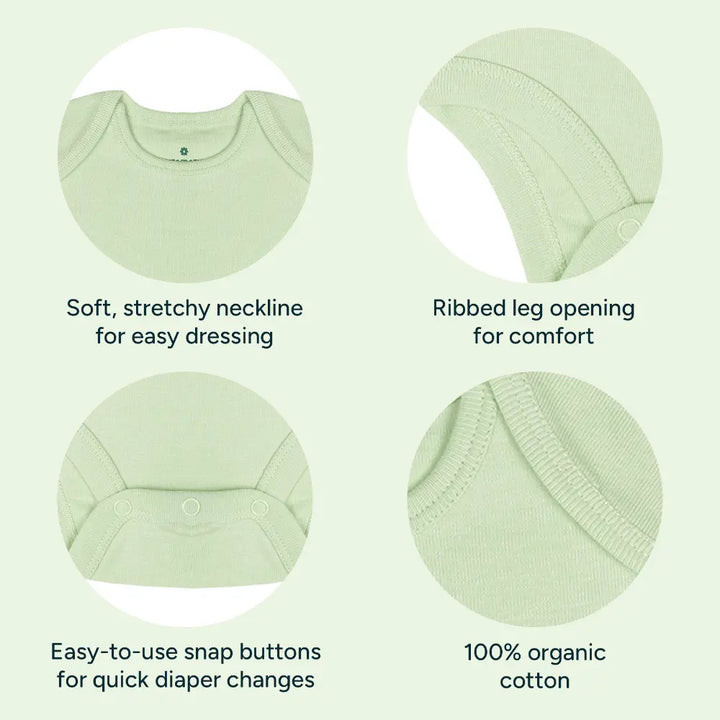 Nintara Baby 100% Cotton Unisex Bodysuit &amp; Pant Set – Simple Solids (Pack of 2)
