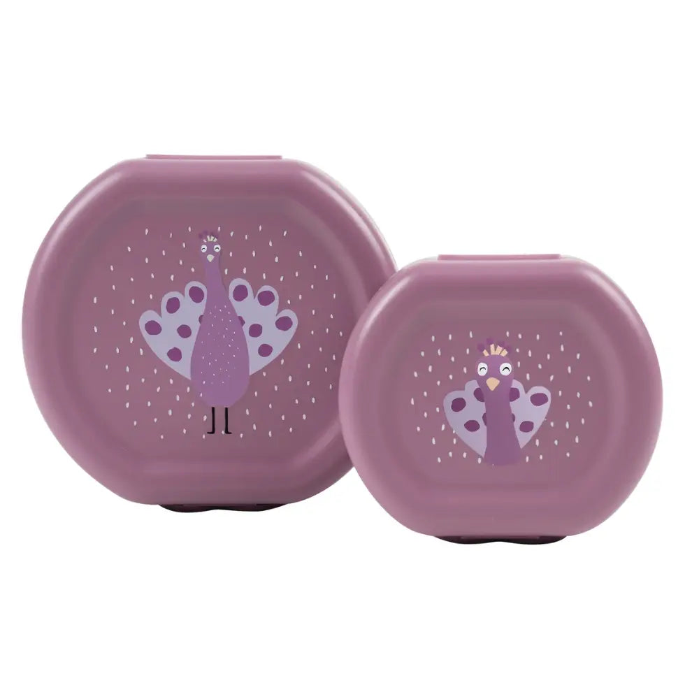 Trixie Kids Snack Box Set | 2-Piece Lunch &amp; Snack Storage Boxes with Easy Clip Closure, Dishwasher-Safe Design for School &amp; Travel | 3 Years Onwards | Mrs. Peacock