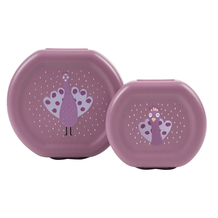 Trixie Kids Snack Box Set | 2-Piece Lunch &amp; Snack Storage Boxes with Easy Clip Closure, Dishwasher-Safe Design for School &amp; Travel | 3 Years Onwards | Mrs. Peacock
