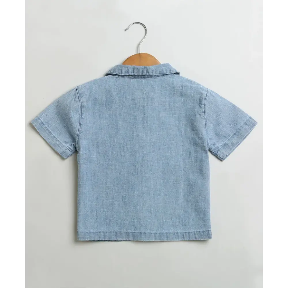 Sweetlime By AS Cotton Denim Shirt &amp; Shorts Co-ord Set - Blue
