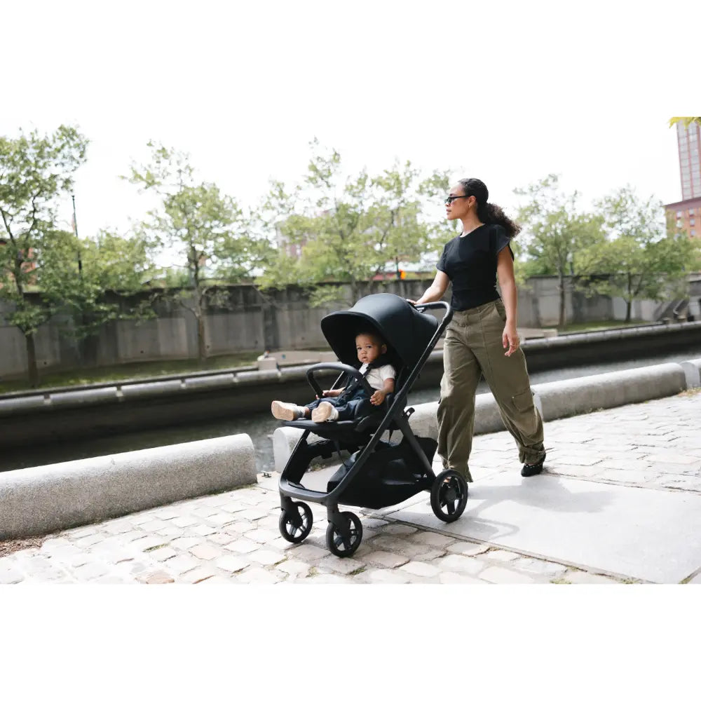 UPPAbaby Kona Stroller, Compact, Reversible Seat, Flat Recline, One Hand Fold, Includes Rain Cover &amp; Insect Net, Suitable from Birth - James/Black