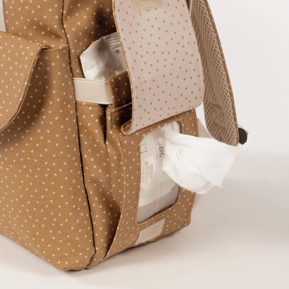 Walking Mum Diaper Backpack with Changing Pad, Large Capacity Water-Resistant with Multi-Pocket Organizer, Insulated Bottle Pocket, Shoulder &amp; Stroller Straps, Polka Dot - Cinnamon