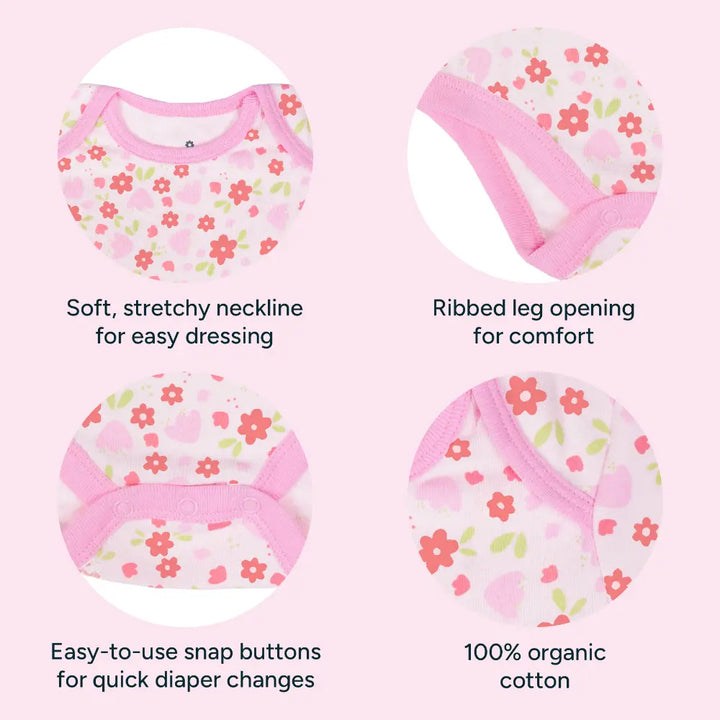 Nintara Baby 100% Unisex Cotton Bodysuit &amp; Pant Set – Flower Shower