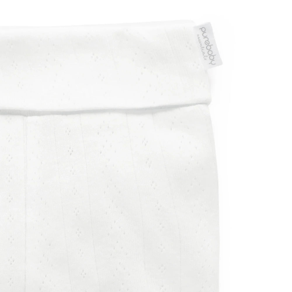 Purebaby Unisex Organic Cotton Pointelle Baby Leggings - White