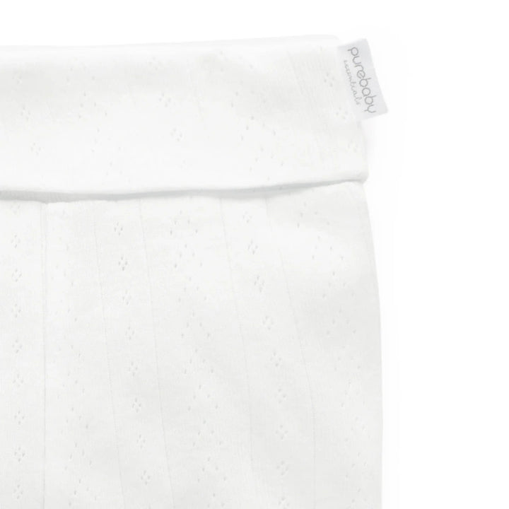 Purebaby Unisex Organic Cotton Pointelle Baby Leggings - White