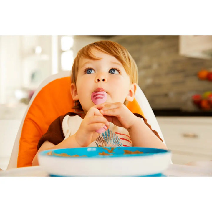 Munchkin Gentle Dip Multistage Infant Spoon Set, Silicone Self-Feeding Spoons for Baby-Led Weaning, Stage 1 &amp; Stage 2, BPA-Free, 4+ Months - Pink / Purple