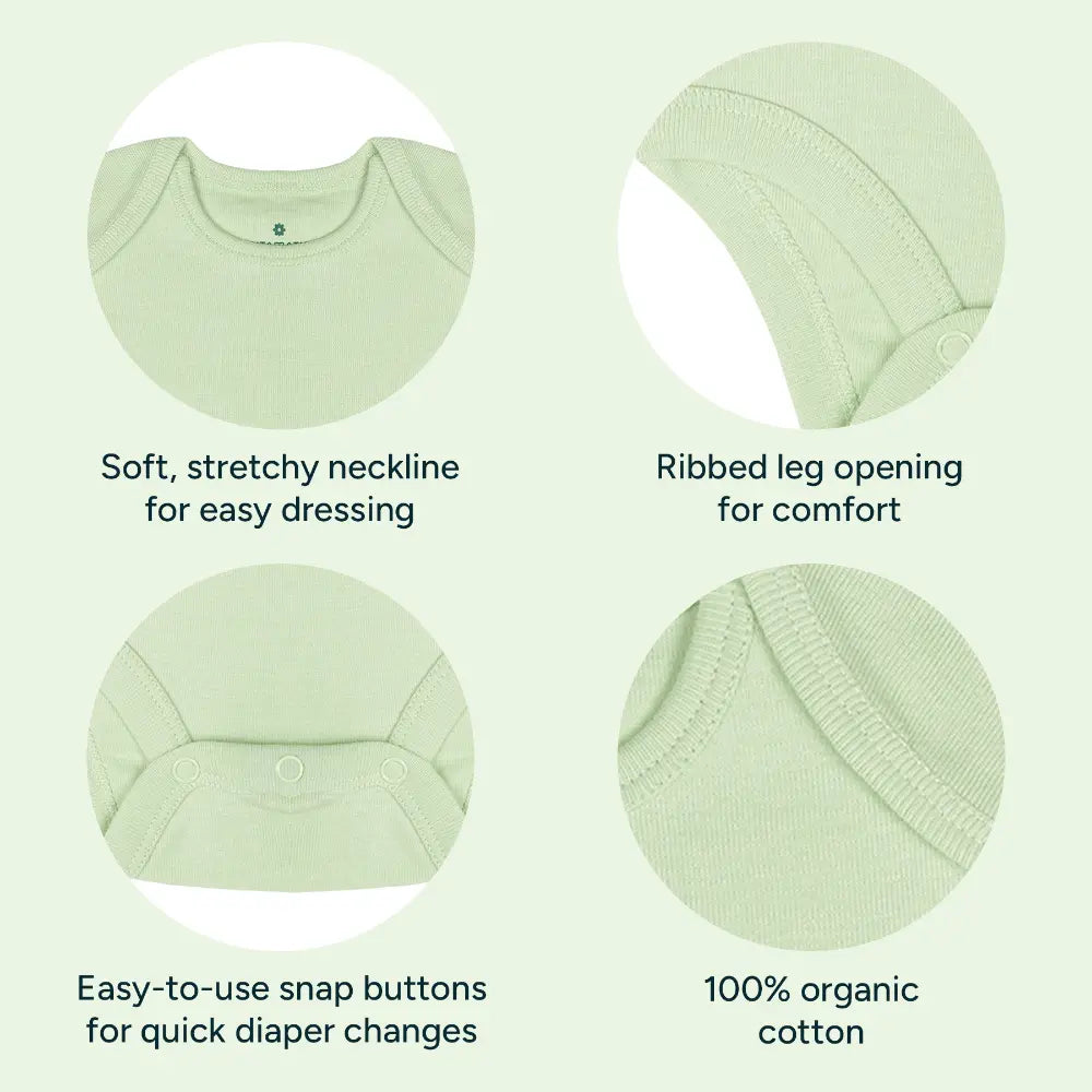 Nintara Baby 100% Cotton Unisex Bodysuit &amp; Pant Set – Soft Sage