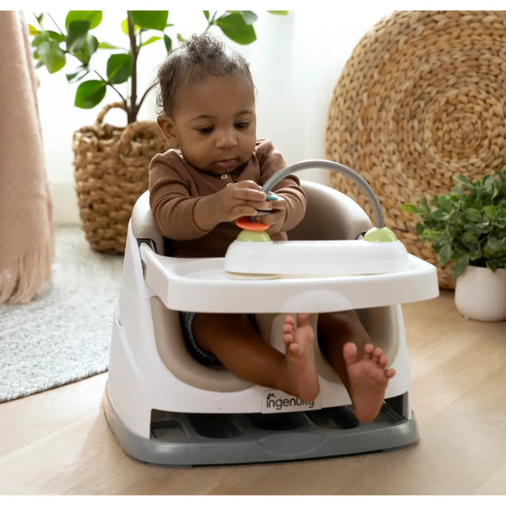 Ingenuity Baby Base 2-in-1 Booster Seat with Removable Tray &amp; Toddler Seat Conversion, Designed for Feeding &amp; Playtime, 6 - 36 months, Cashmere