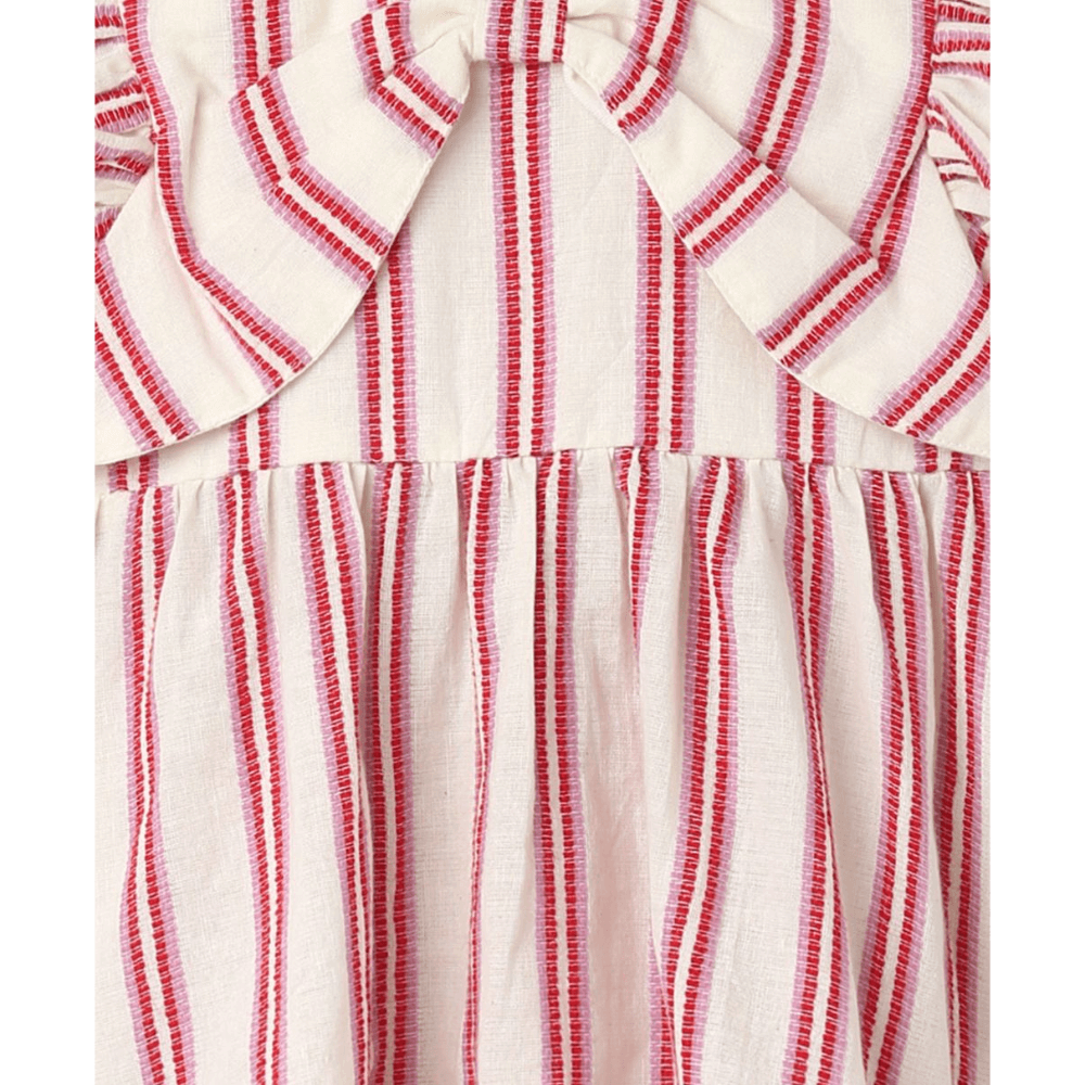 Sweetlime By AS Pink Striped Organic Cotton Dobby Dress &amp; Bloomer Co-ord Set