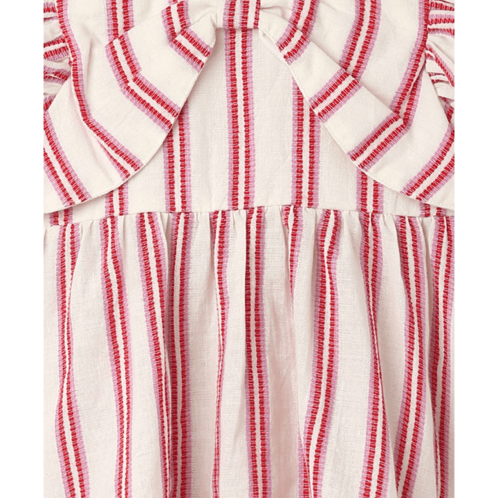 Sweetlime By AS Pink Striped Organic Cotton Dobby Dress &amp; Bloomer Co-ord Set