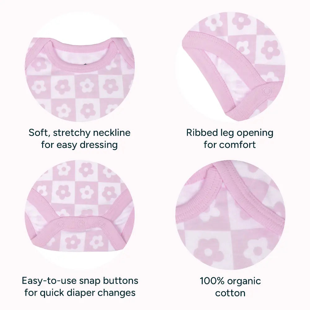 Nintara Baby 100% Cotton Unisex Bodysuit &amp; Pant Set – Baby Bloom (Pack of 2)