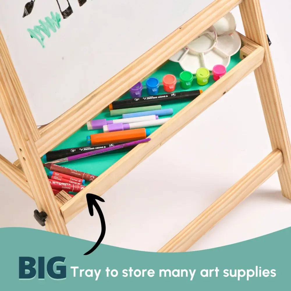 Curious Cub Wooden Double-Sided Art Easel | Blackboard &amp; Whiteboard | Creative Learning Drawing Board | Ages 1-10 Years