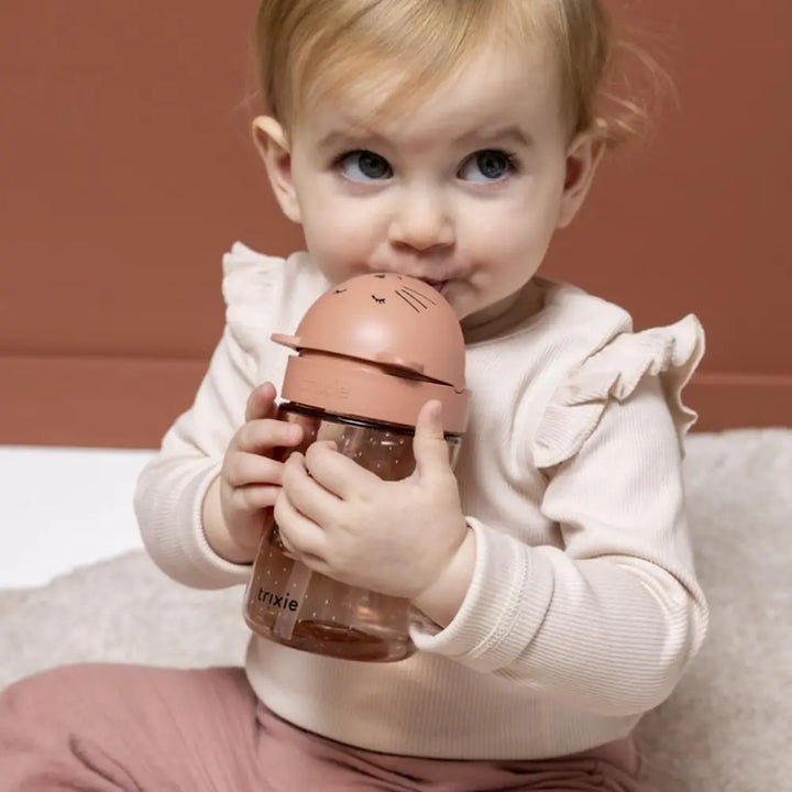 Trixie Straw Cup | Spill-Resistant Tritan™ Drinking Cup with Hygienic Lid &amp; Easy-to-Clean Design for Independent Drinking | 9 Months Onwards | Mrs. Cat