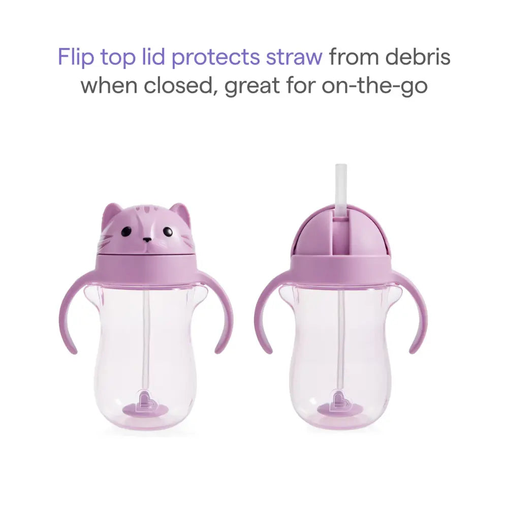 Munchkin Weighted Straw Cup with Handles – Spill-Proof Toddler Straw Cup with Click Lock Lid, Flip-Top Cover, BPA-Free, 10oz, 9+ Months - Purple