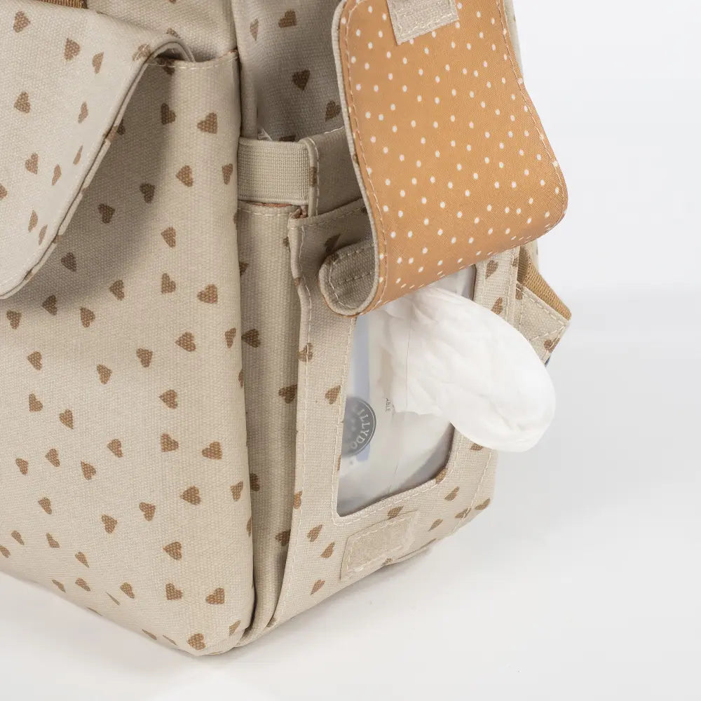 Walking Mum Diaper Backpack with Changing Pad, Large Capacity, Water-Resistant with Multi-Pocket Organizer, Insulated Bottle Pocket, Shoulder &amp; Stroller Straps, Heart Poppy Cinnamon
