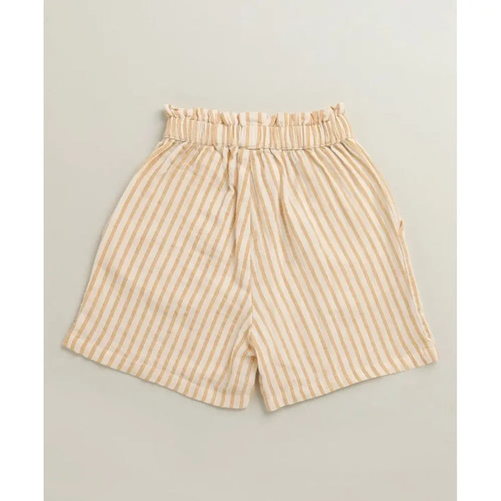 Sweetlime By AS Baby Girls Honey Stripe Organic Cotton Co-ord Set with a Hat - Beige