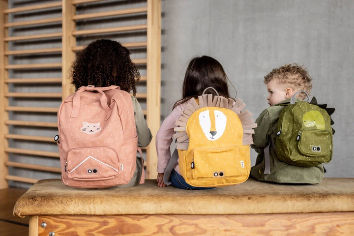 Trixie Small Kids Backpack for Toddlers | Lightweight Water-Repellent Daycare &amp; Travel Bag with Adjustable Padded Straps, Front Pocket &amp; Name Tag | 2 Years Onwards | Mr. Dino