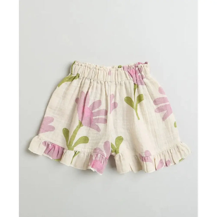 Sweetlime By AS Daisy Print Ruffle Organic Cotton Co-ord Set - Beige