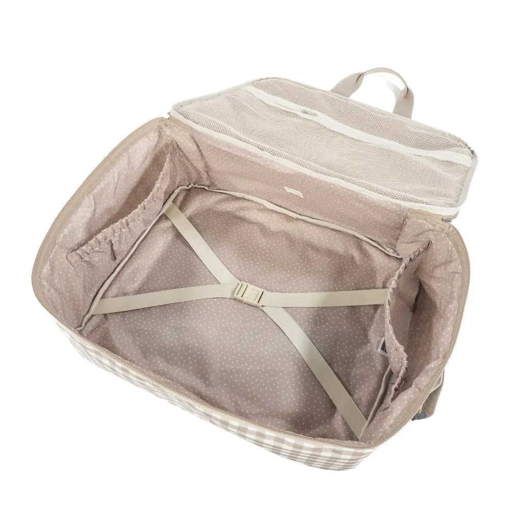 Walking Mum Maternity Hospital Bag with Large Capacity, Water-Resistant Multi-Storage Organizer, Hand Handles &amp; Shoulder Straps, Personalized Charm, Checkered Print - Sand