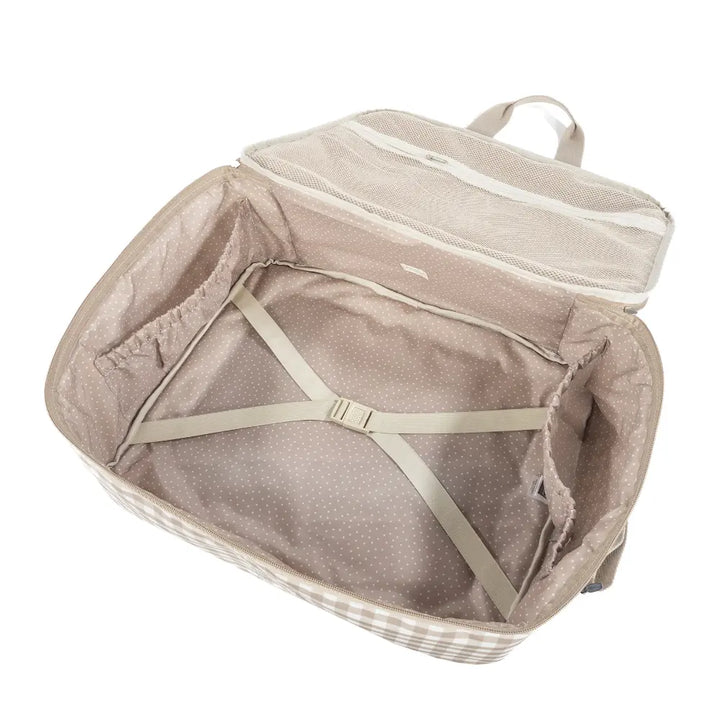 Walking Mum Maternity Hospital Bag with Large Capacity, Water-Resistant Multi-Storage Organizer, Hand Handles &amp; Shoulder Straps, Personalized Charm, Checkered Print - Sand