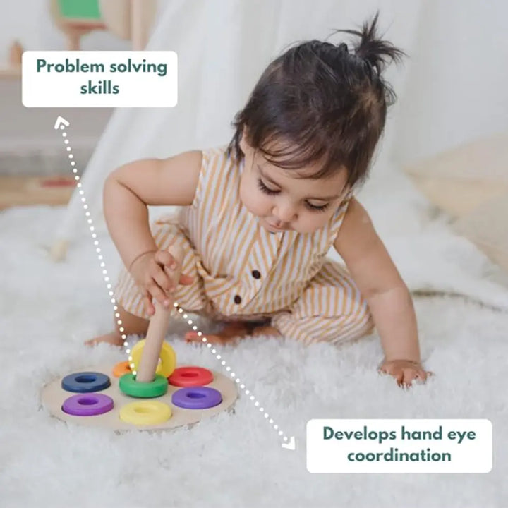 Curious Cub Montessori Box 6 | 6-Piece Baby Activity Toy Set | Ball Tracker, Ring Stacker &amp; Flashcards | 11+ Months