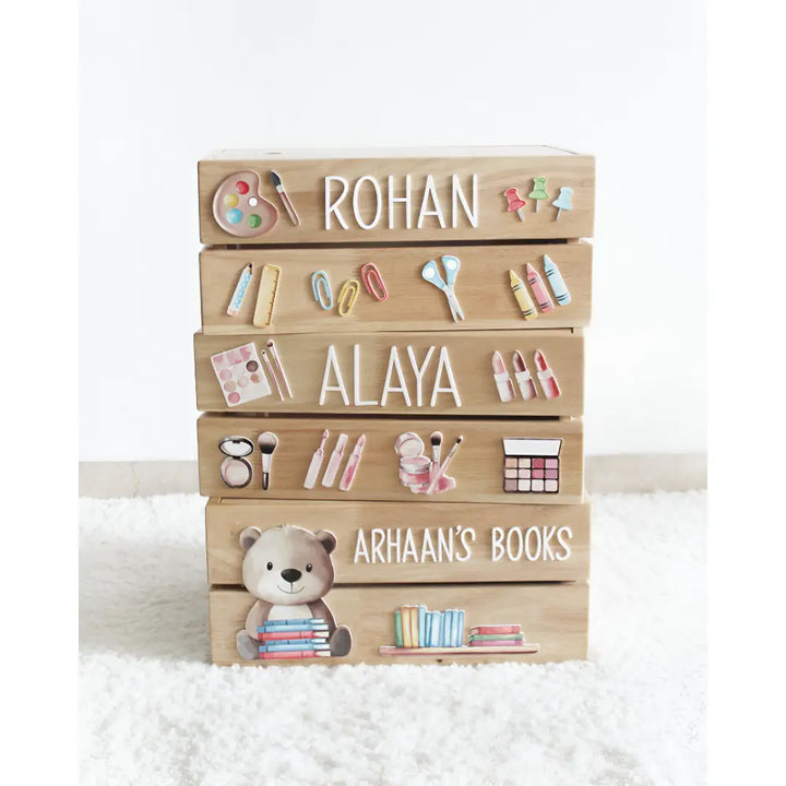 The Tiny Trove Personalized Wooden Box - Makeup Theme