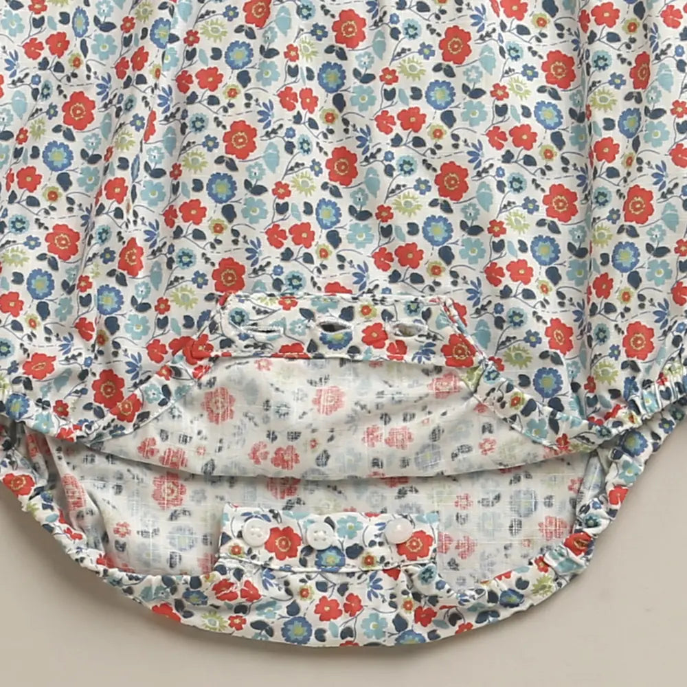 Sweetlime By AS Baby Girls Floral Printed Flutter Sleeve Romper Multicolor