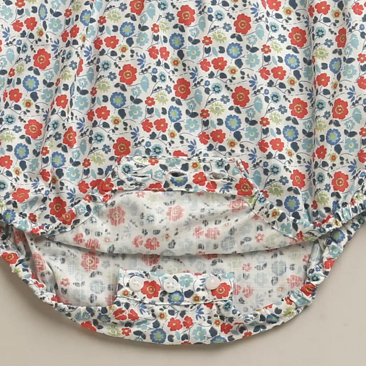 Sweetlime By AS Baby Girls Floral Printed Flutter Sleeve Romper Multicolor