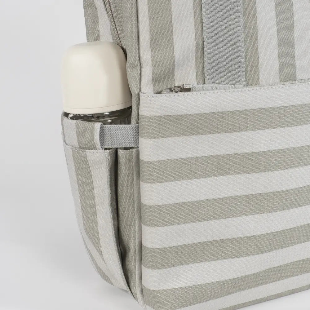 Walking Mum Diaper Backpack with Changing Pad, Large Capacity, Water-Resistant with Multi-Pocket Organizer, Insulated Bottle Pocket, Shoulder &amp; Stroller Straps, Personalized Charm, Striped Print - Green