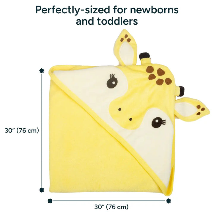 Nintara Baby Hooded Towel  -  Bamboo Cotton Bath Wrap, 30" x 30" (76 cm x 76 cm), Ultra - Absorbent - Giraffe