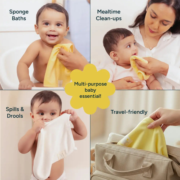 Nintara Baby So - Softs Bamboo Wash Cloths, Quick - Drying, 10" x 10", Pack of 3 - White