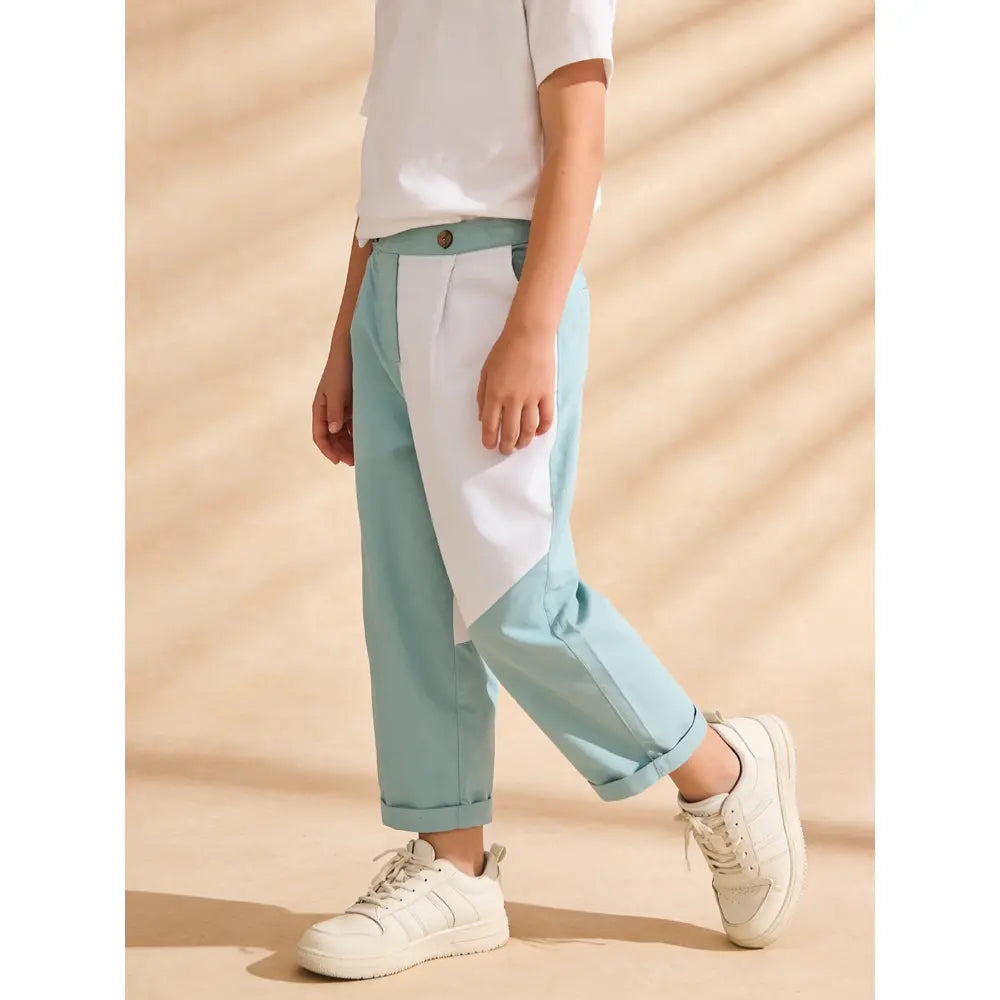 The Baby Trunk Unisex Comfy Patch Pants - Sea Blue and White