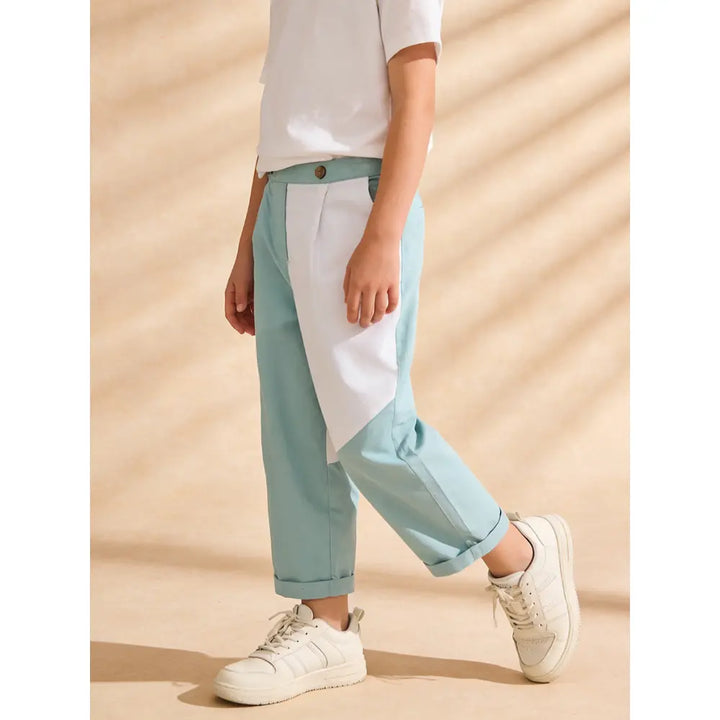 The Baby Trunk Unisex Comfy Patch Pants - Sea Blue and White