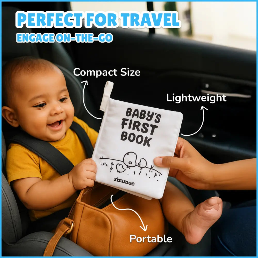 Shumee Baby’s First Sensory Cloth Book – High-Contrast Black &amp; White Soft Book with 8 Interactive Activities for Newborns (0-2 Years)