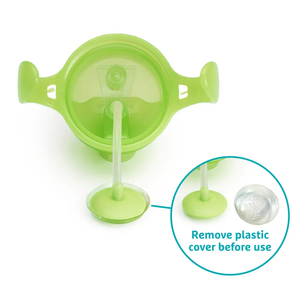 Munchkin Click Lock Tip &amp; Sip Weighted Straw Cup with Handles – Spill-Proof Sippy Cup with Flip-Top Lid, 7oz, BPA-Free, 6+ Months - Green