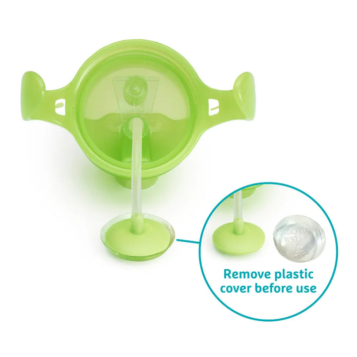 Munchkin Click Lock Tip &amp; Sip Weighted Straw Cup with Handles – Spill-Proof Sippy Cup with Flip-Top Lid, 7oz, BPA-Free, 6+ Months - Green