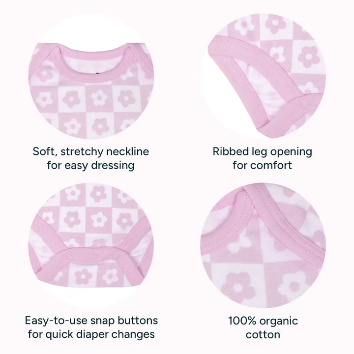 Nintara Baby 100% Unisex Cotton Bodysuit &amp; Pant Set – Soft Bloom (Pack of 2)