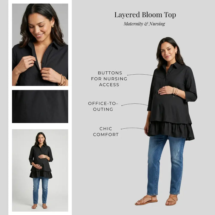 SOL MAMA Layered Bloom Top - Black