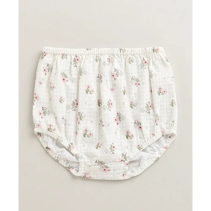 Sweetlime By As Sweet Blossom Ruffle Organic Cotton Dress &amp; Bloomer Set with Hairband - Off White