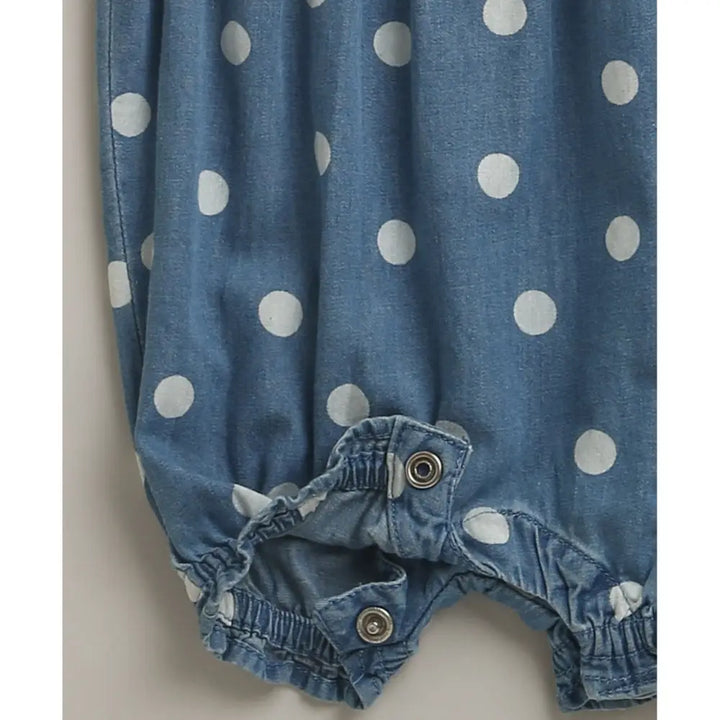 Sweetlime By As Daisy Dot Denim Romper - Blue