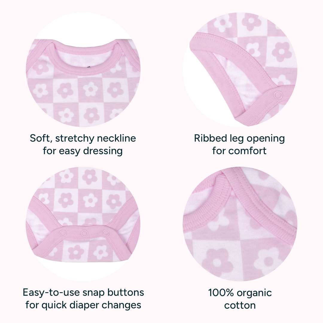 Nintara Baby 100% Cotton Unisex Bodysuit &amp; Pant Set – Baby Bloom (Pack of 1)