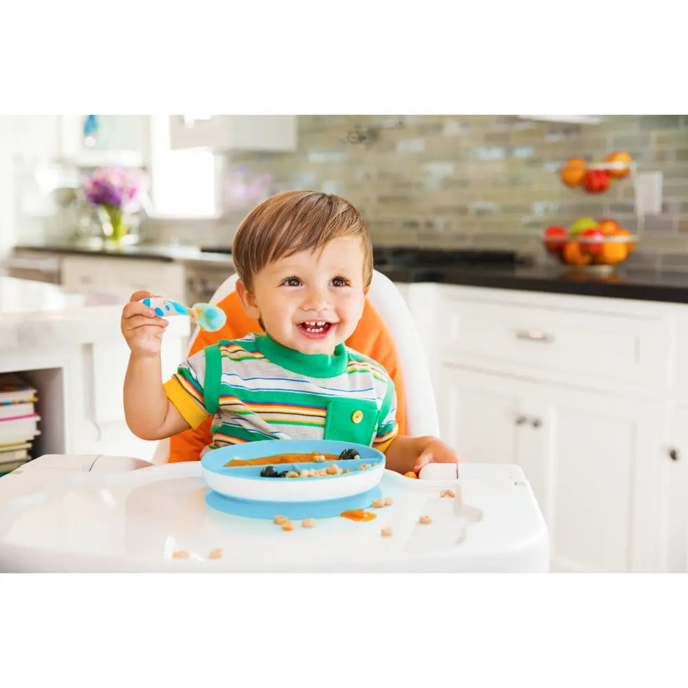 Munchkin Suction Plate for Babies &amp; Toddlers – Strong Suction Base with Deep Sides, BPA-Free, 6+ Months - Blue