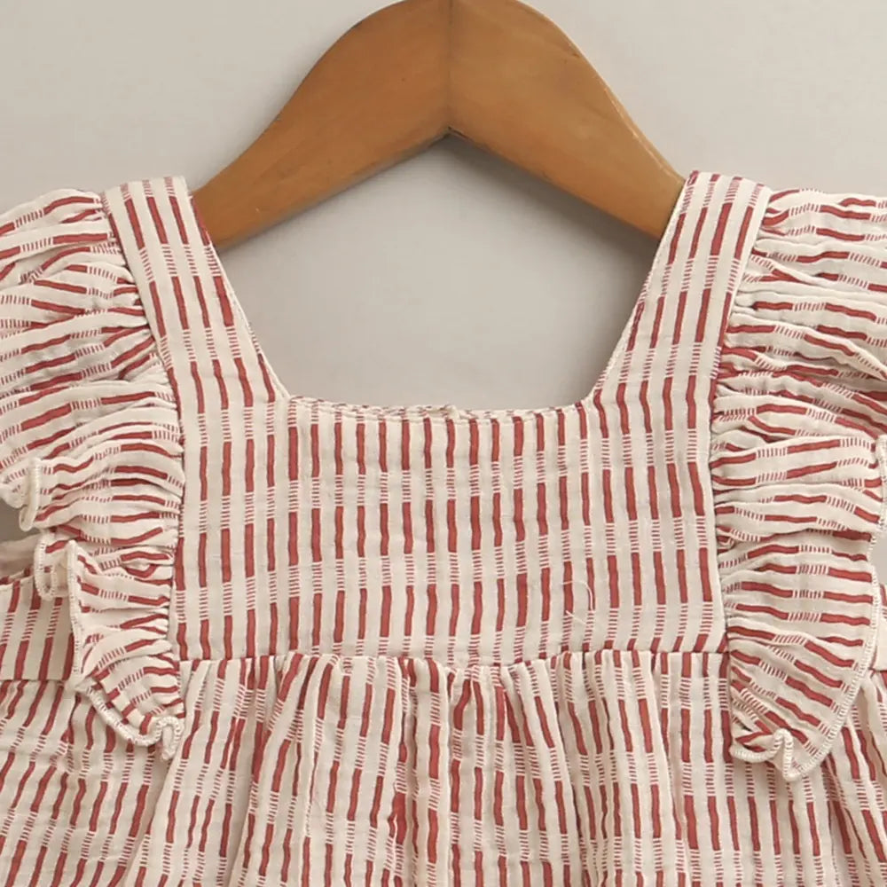 Sweetlime By As Candy Stripe Cotton Ruffle Summer Co-ord Set