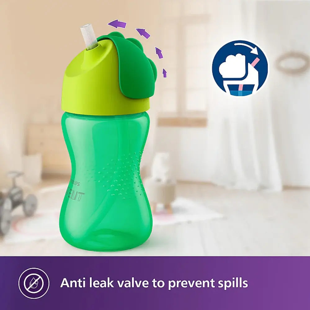 Philips Avent Sipper Bottle for Kids- | Leak proof design | Easy grip | BPA Free | Microwave safe | Ideal for 12m+ | 300ml | Pack of 1 | Assorted colours (Green/Pink) |