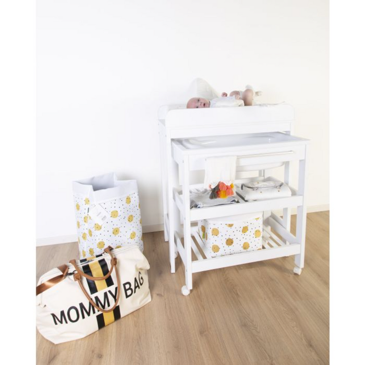 Childhome Mommy Bag Nursery Bag - Off White Stripes Black/Gold