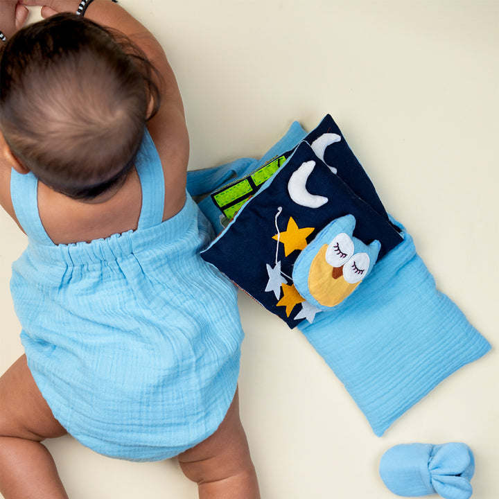 PureCloth.Co Little Countryside Blue Baby Romper