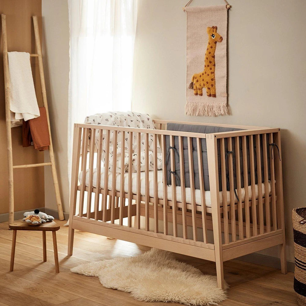 Leander Linea Baby Cot, Beech Wood, Adjustable Mattress Height, Convertible Design without mattress