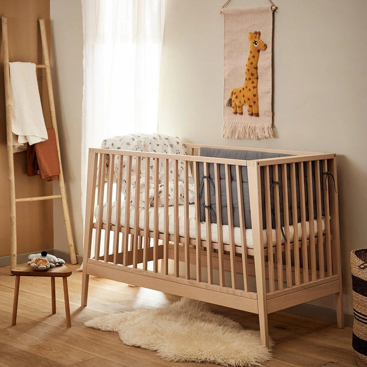 Leander Linea Baby Cot, Beech Wood, Adjustable Mattress Height, Convertible Design without mattress
