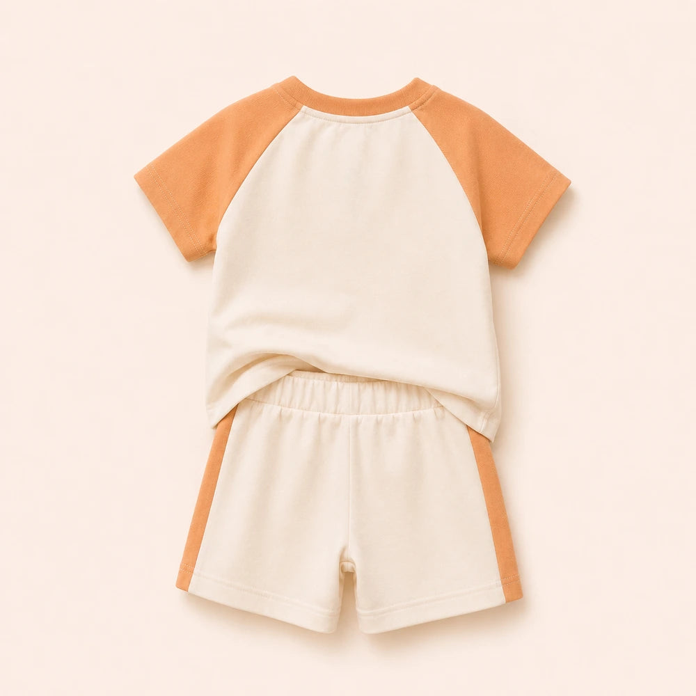 Faura Unisex Banana Cotton Signature Co-ord - Ivory / Peach