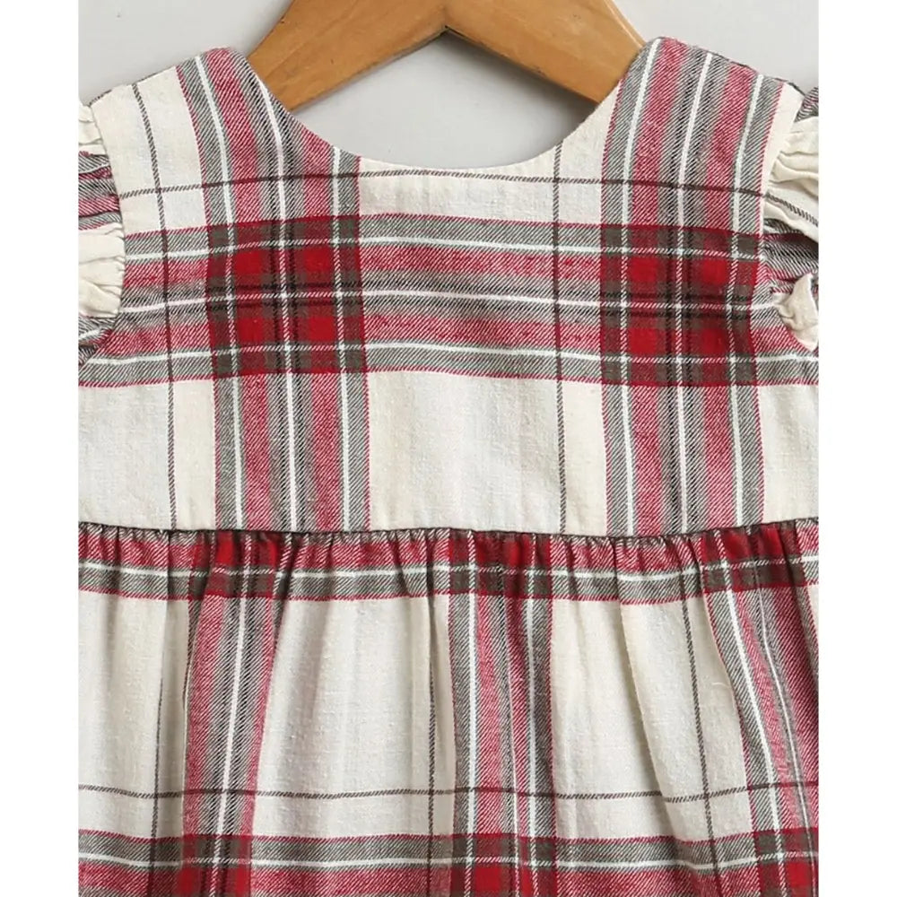 Sweetlime By AS Classic Plaid Ruffle Sleeve Top and Shorts Co-ord Set - White &amp; Red